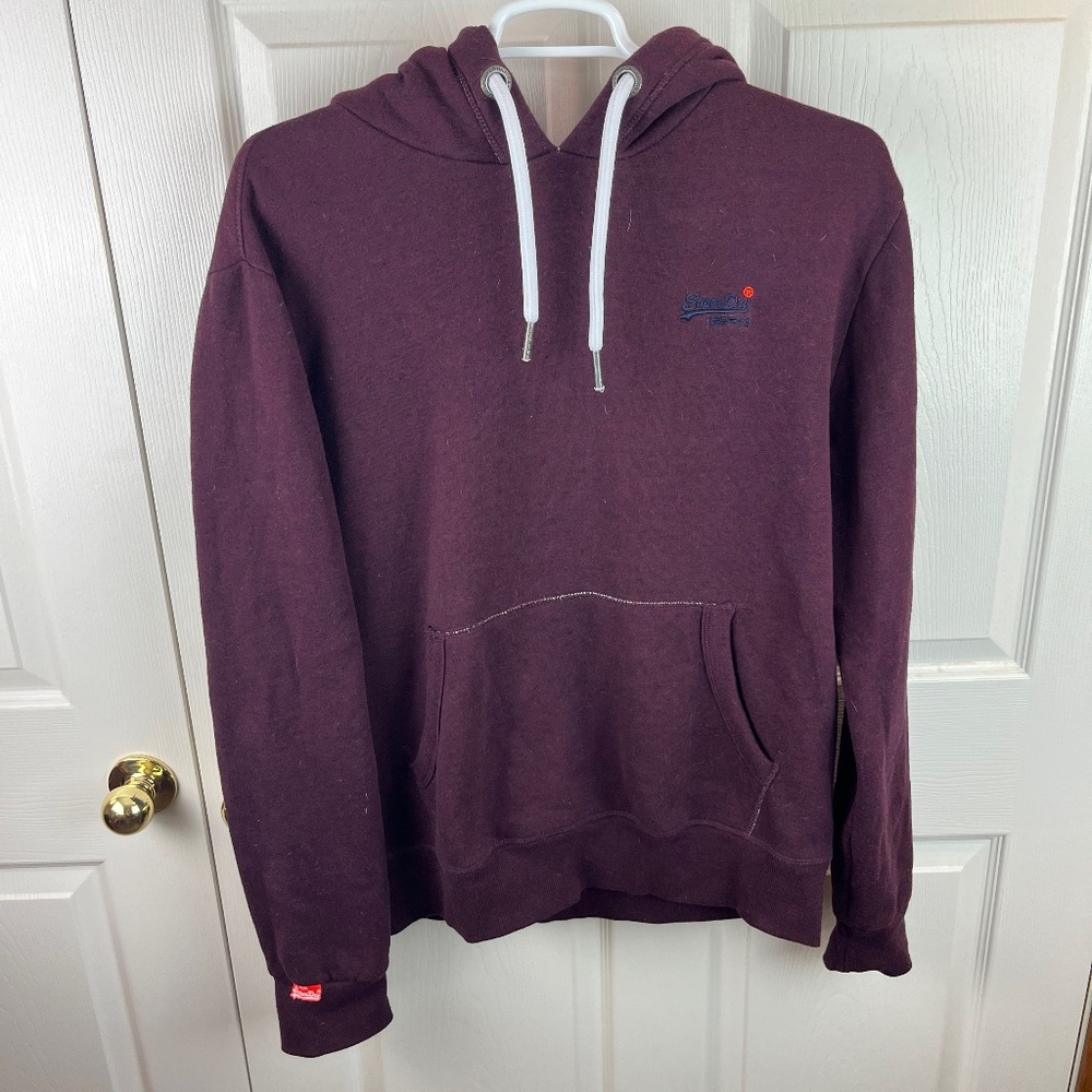 Men's Superdry Orange Label Hood Co. Hoodie Burgundy 2XL